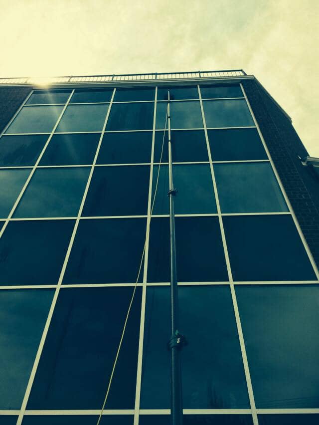 Clean commercial façade after treatment and cleaning